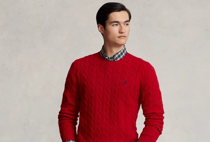 Man wearing Ralph Lauren Red Cable-Knit