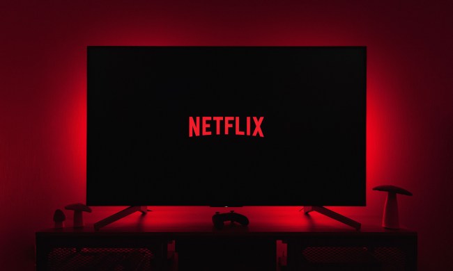Netflix logo on TV with red backlighting