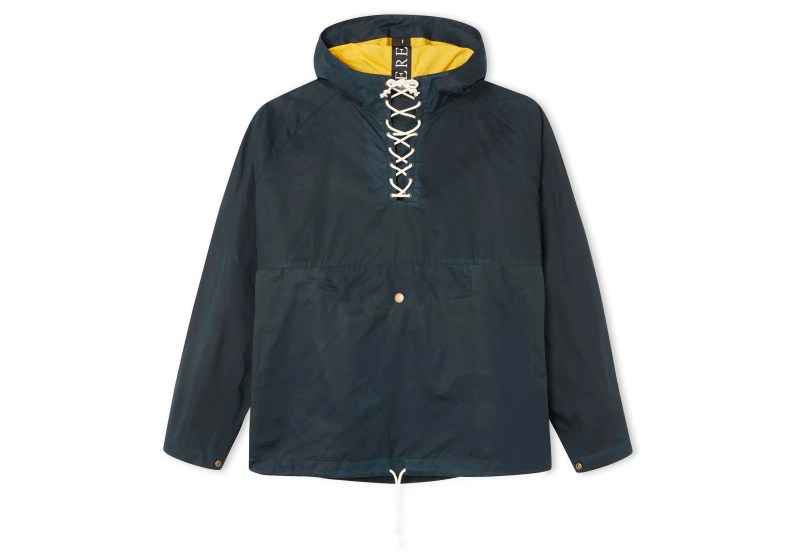A navy blue anorak in rip stop waxed cotton from Peregrine.