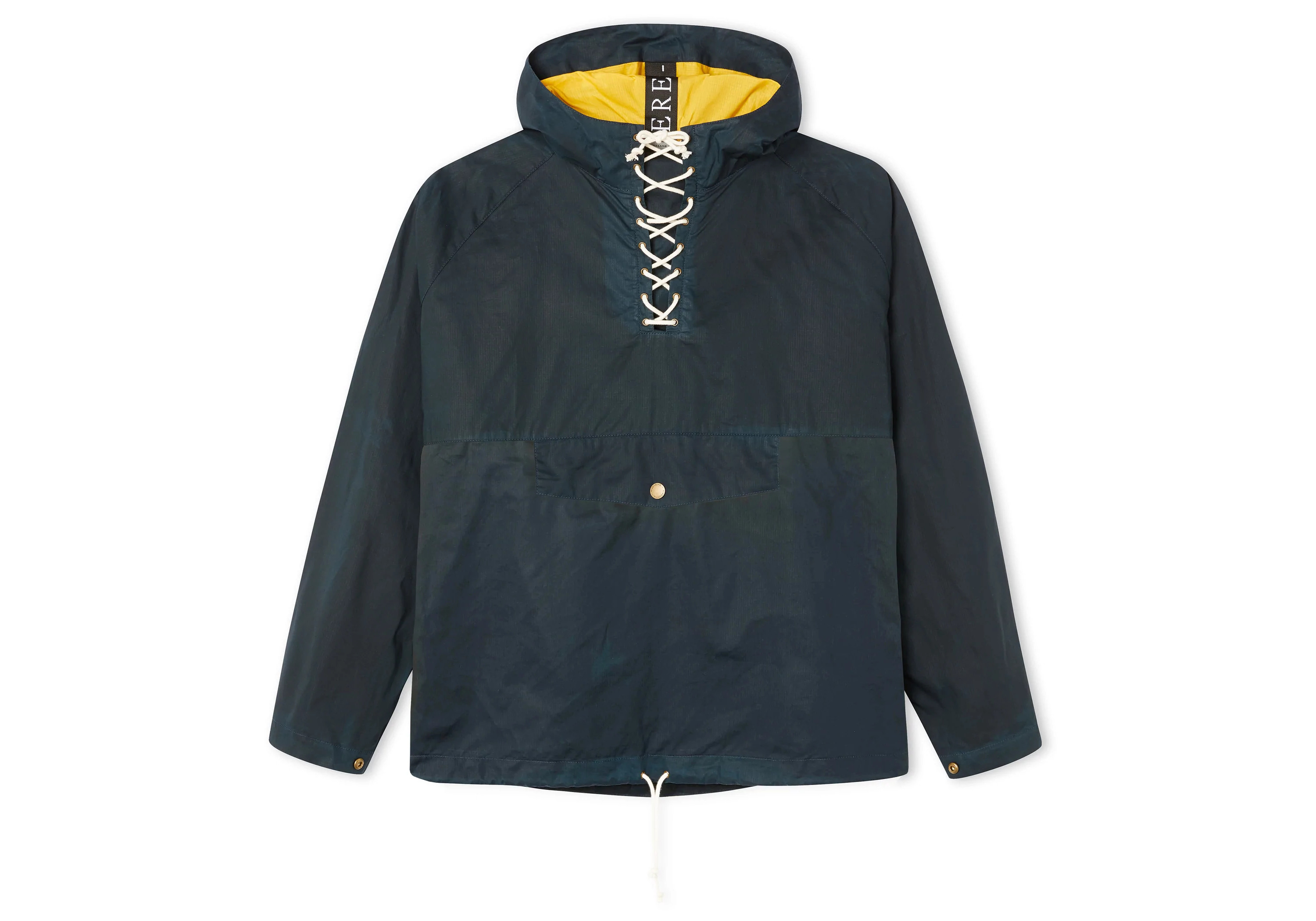 A navy blue anorak in rip stop waxed cotton from Peregrine.