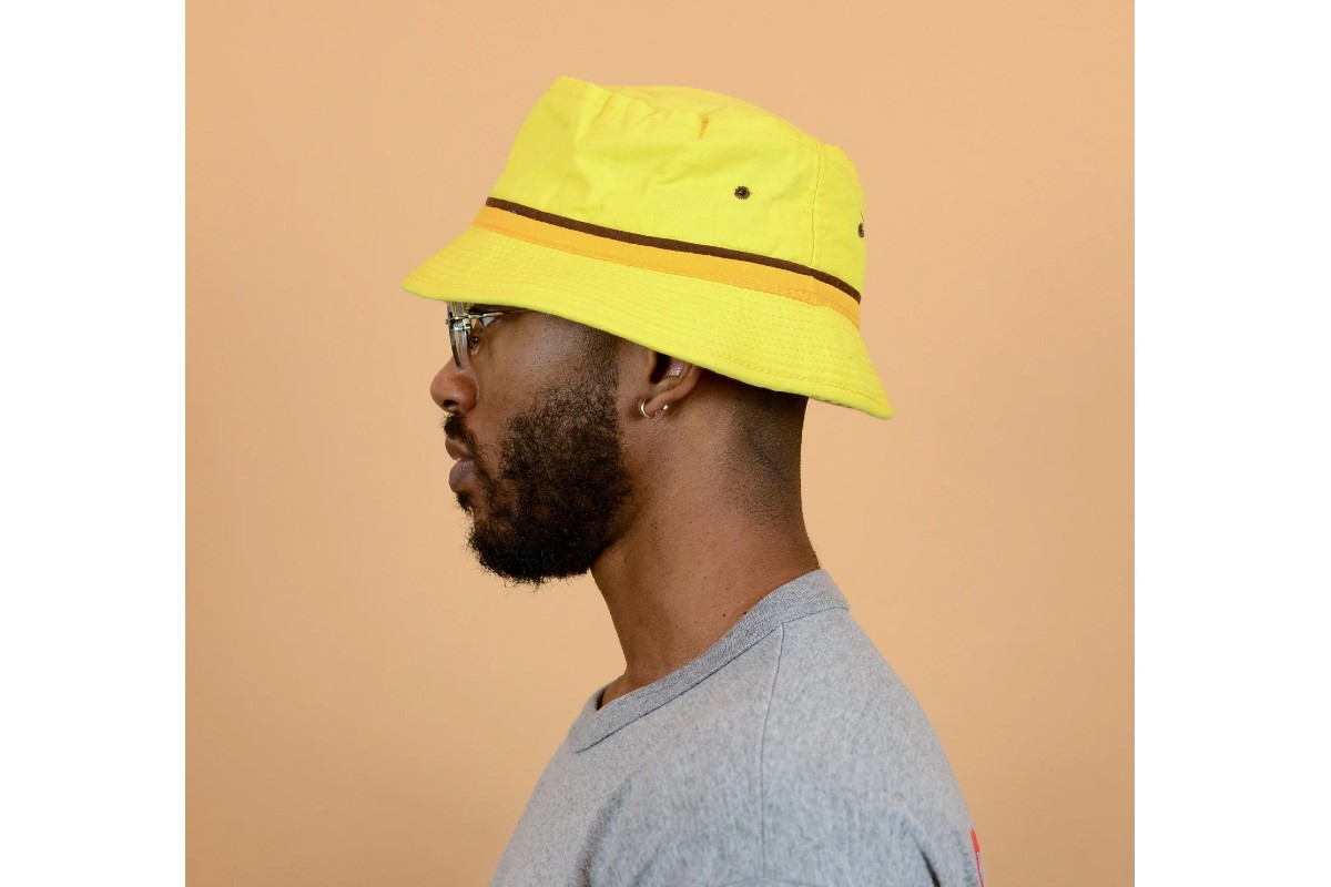 Vintage yellow striped bucket hat.