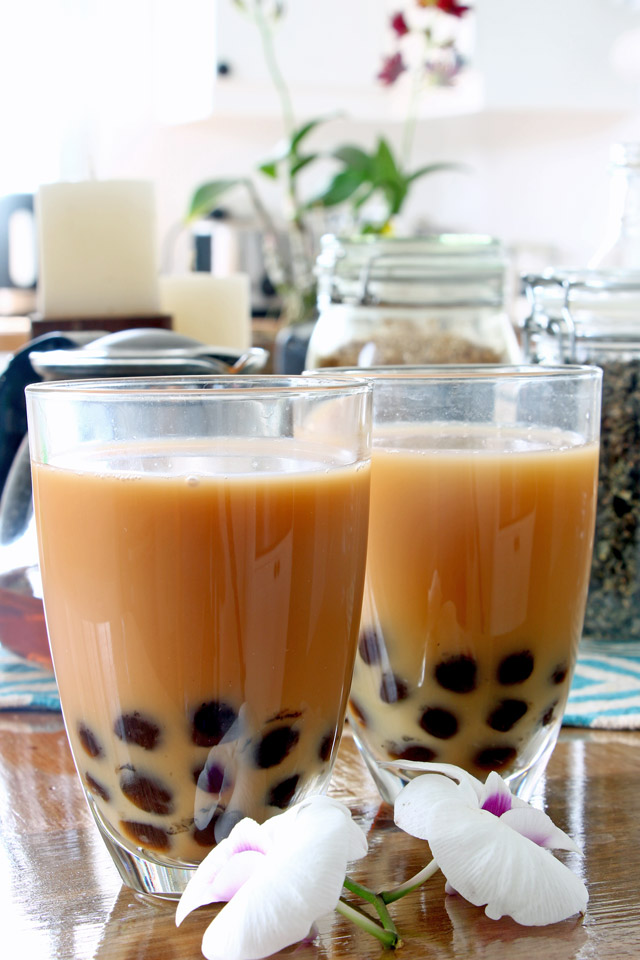 two glasses of boba tea