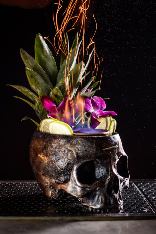 The Death & Co. Zombie cocktail, served flaming.