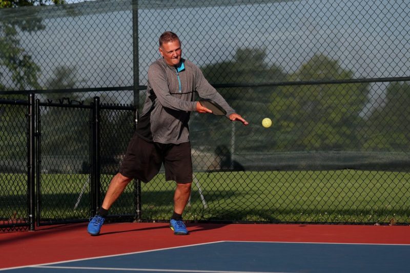 A person playing pickleball.