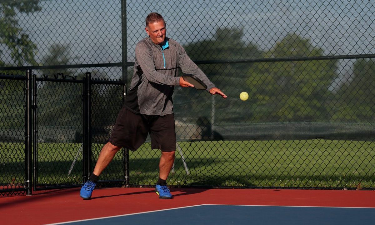 A person playing pickleball