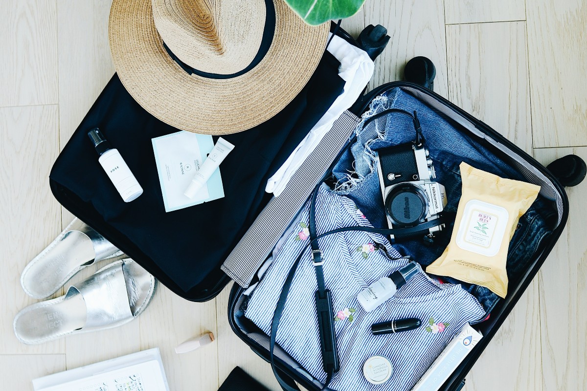 A packed suitcase.
