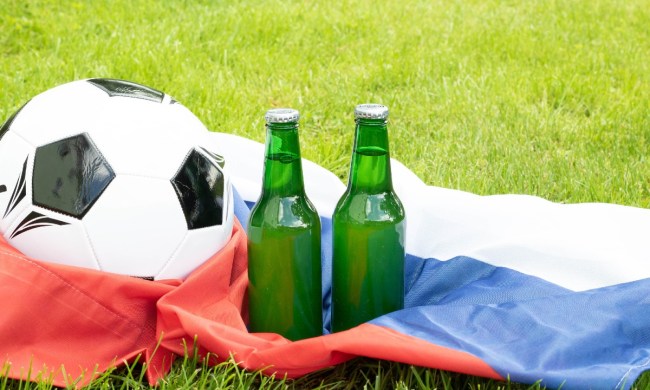 Beer bottles and a soccer ball.