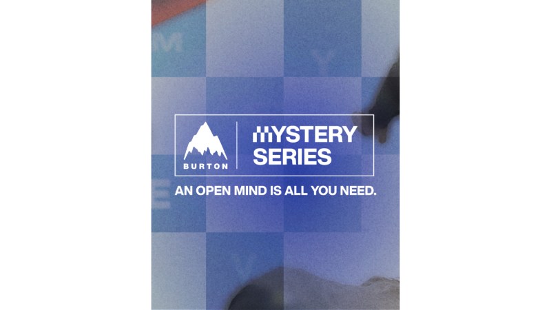 A banner image of the Burton Mystery Series with a checked blue and light-blue background and the Burton Snowboard Logo