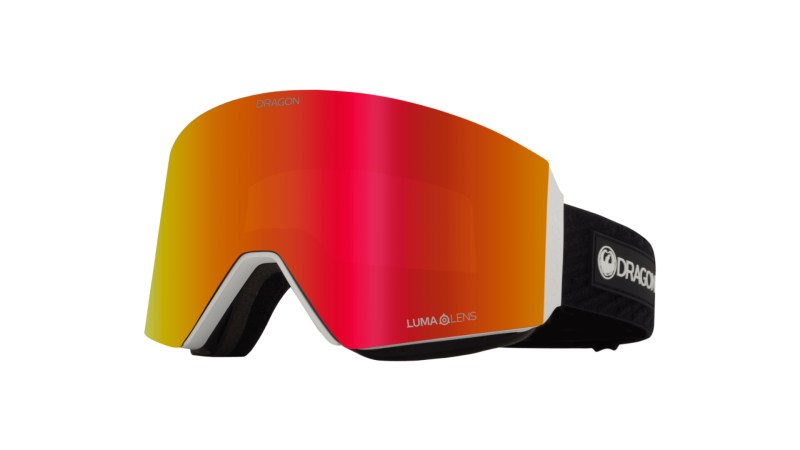 A pair of Dragon RVX Snowboard goggles with orange and red lenses.