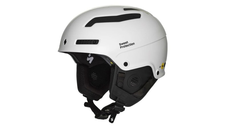 A white Sweet Protection Trooper helmet