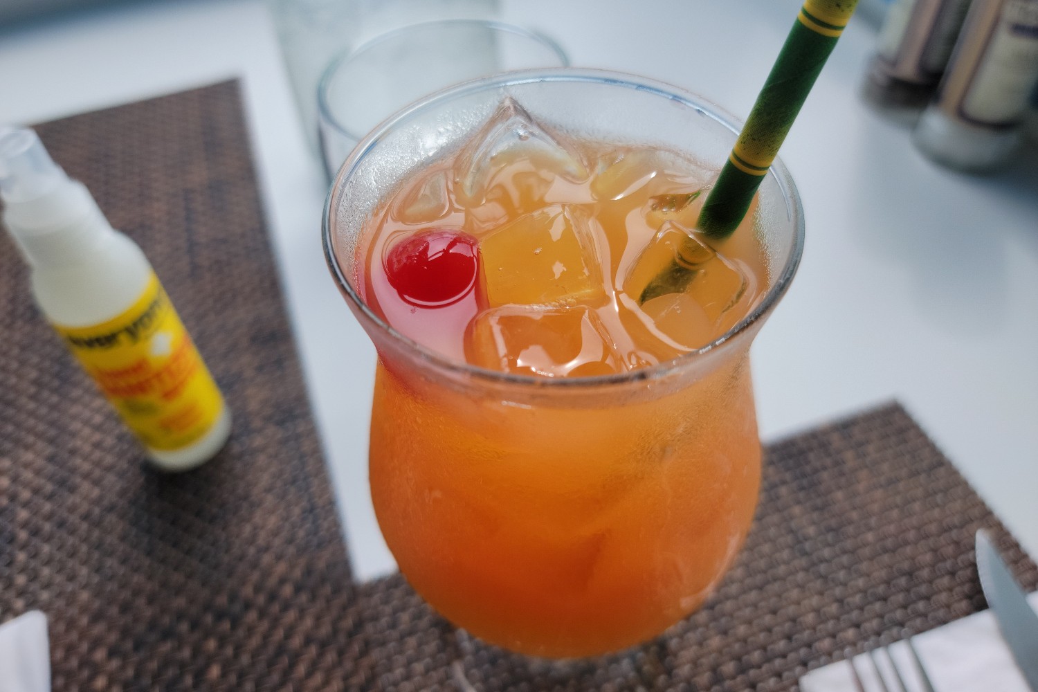 A cocktail at the restaurant at the Divi Flamingo Beach Resort in Kralendijk, Bonaire, Caribbean Netherlands.