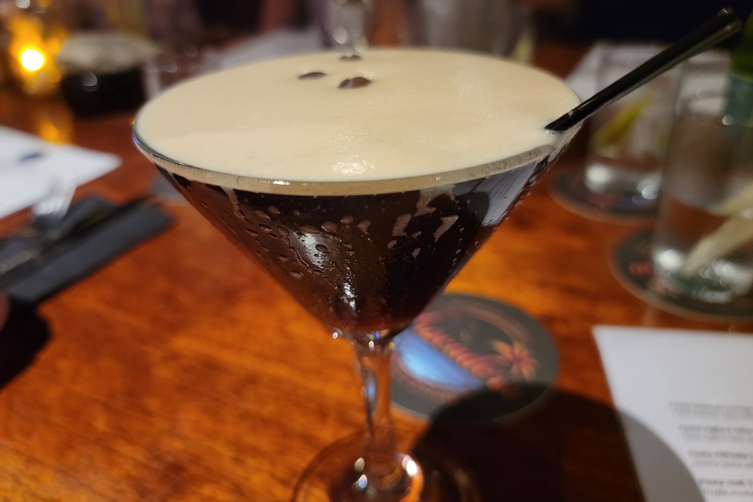 An espresso martini at Club Trocadero Bonaire in Kralendijk, Bonaire, Caribbean Netherlands.