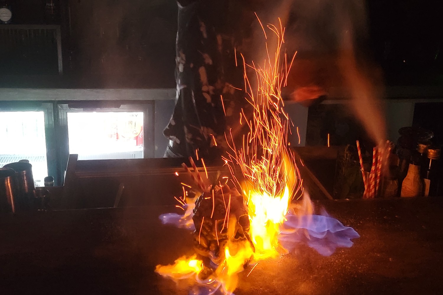 A fiery cocktail at cocktail at Tiki & Co. in Kralendijk, Bonaire, Caribbean Netherlands.