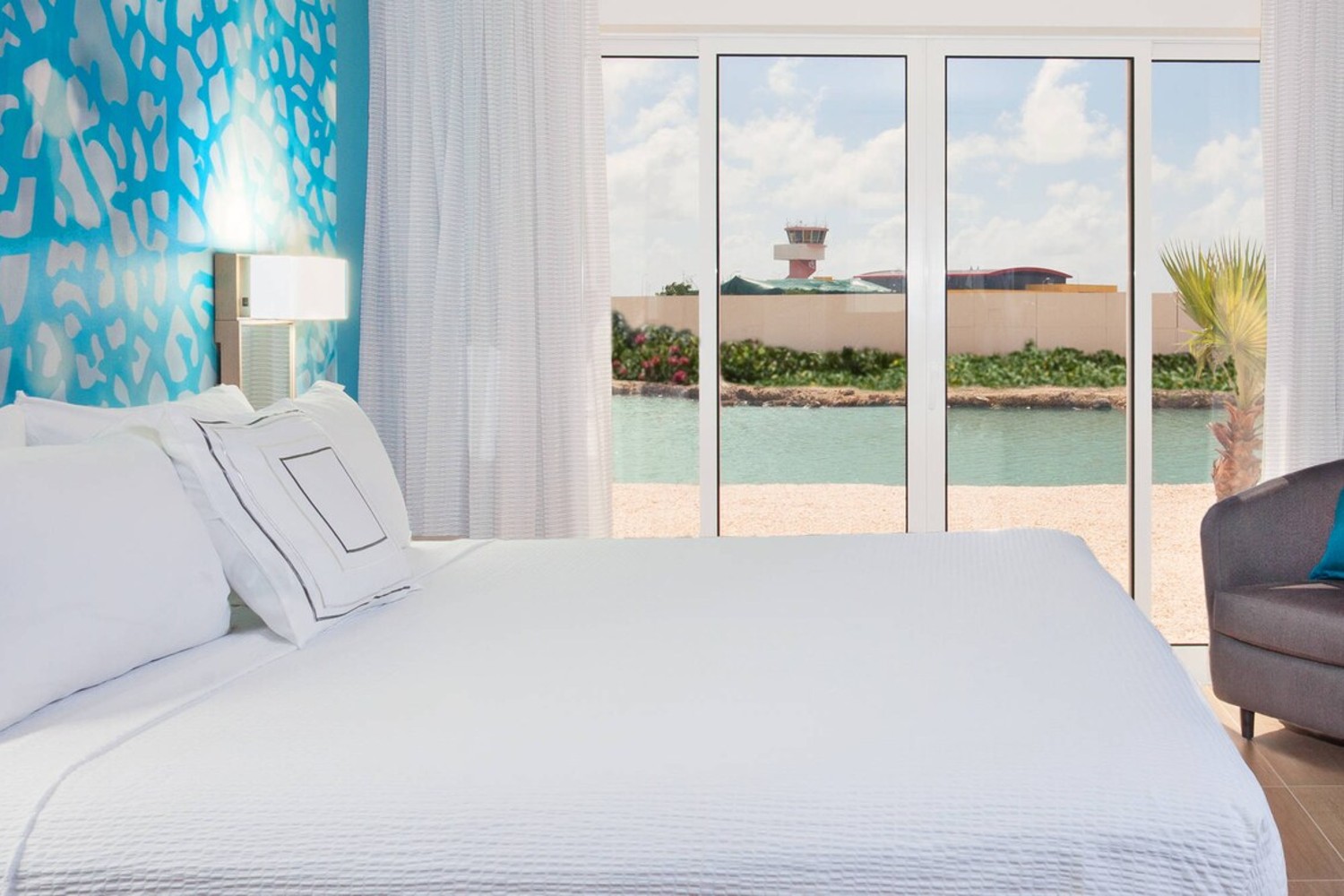 A hotel room at the Courtyard By Marriott Bonaire Dive Resort.