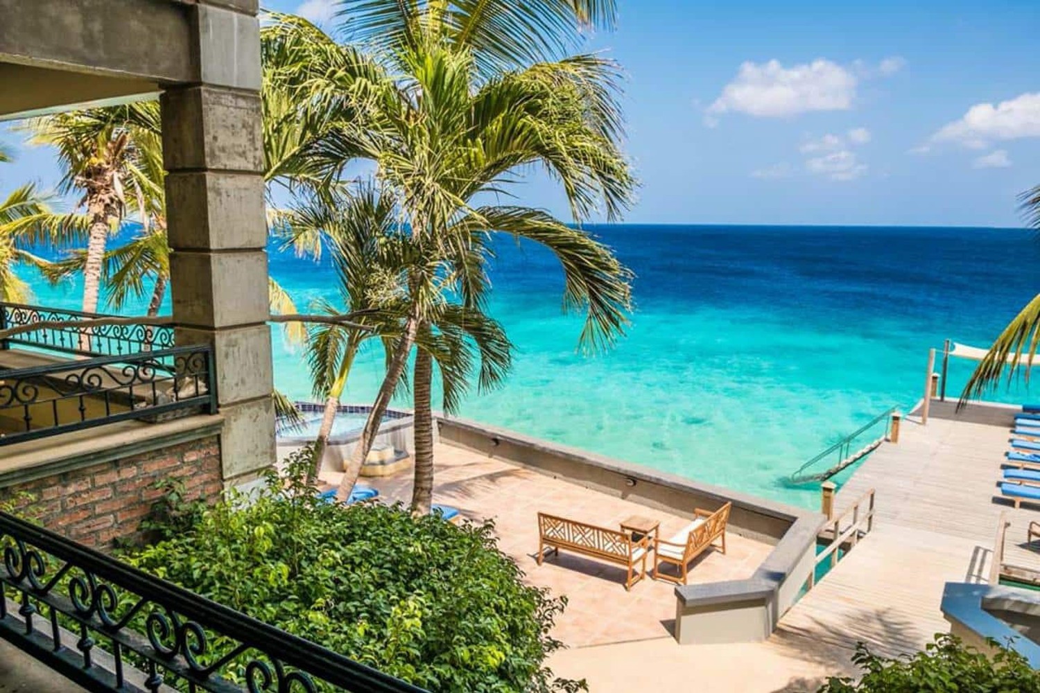 A view of the Caribbean Sea from the The Bellafonte Bonaire.