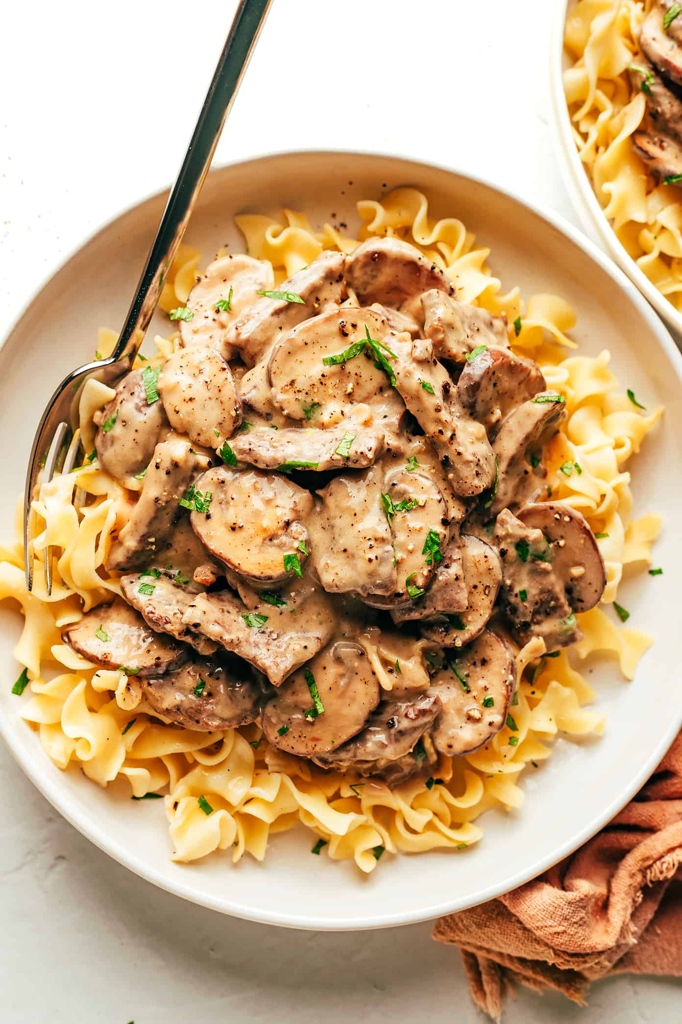 beef stroganoff in a bowl