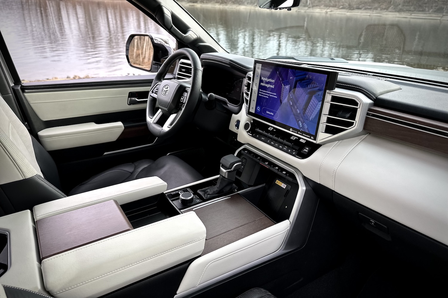 Close up of dashboard on the 2022 Toyota Tundra Hybrid Capstone