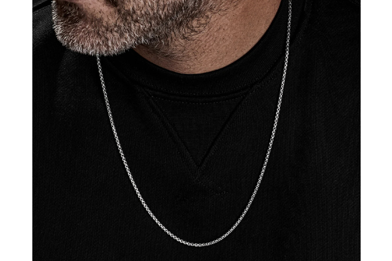 David Yurman Box Chain Necklace 18K White Gold.