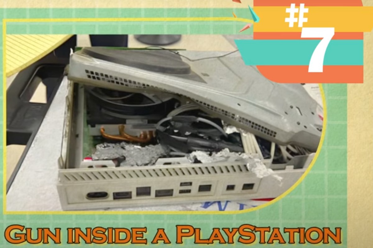 A screenshot of a gun inside a playstation from TSA's Top Catches 2022.