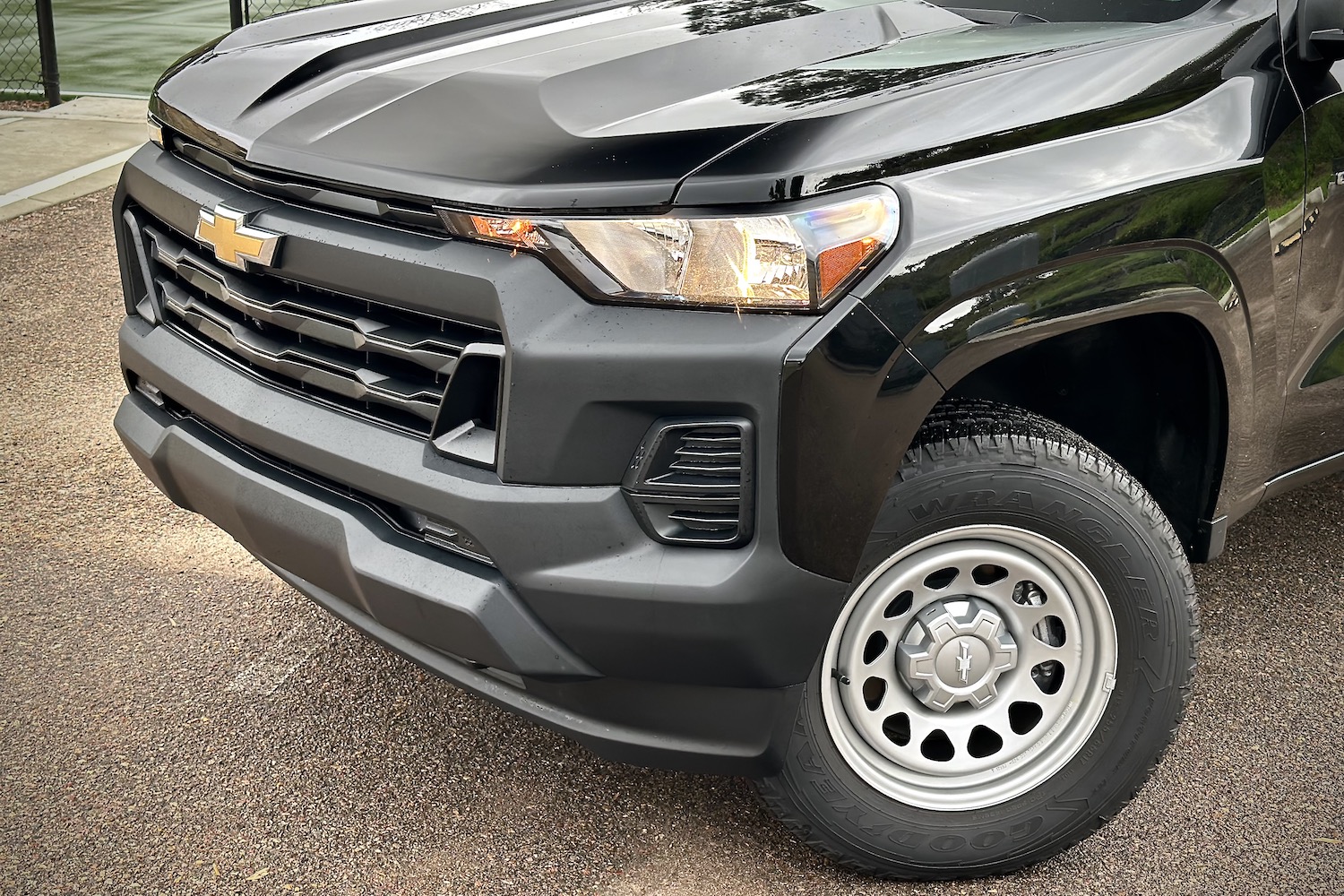 2023 Chevrolet Colorado WT front end close up of headlights and front fascia.