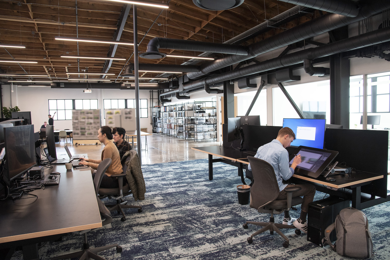 Close up of work space in the new BMW Designerworks studio in Santa Monica, California.