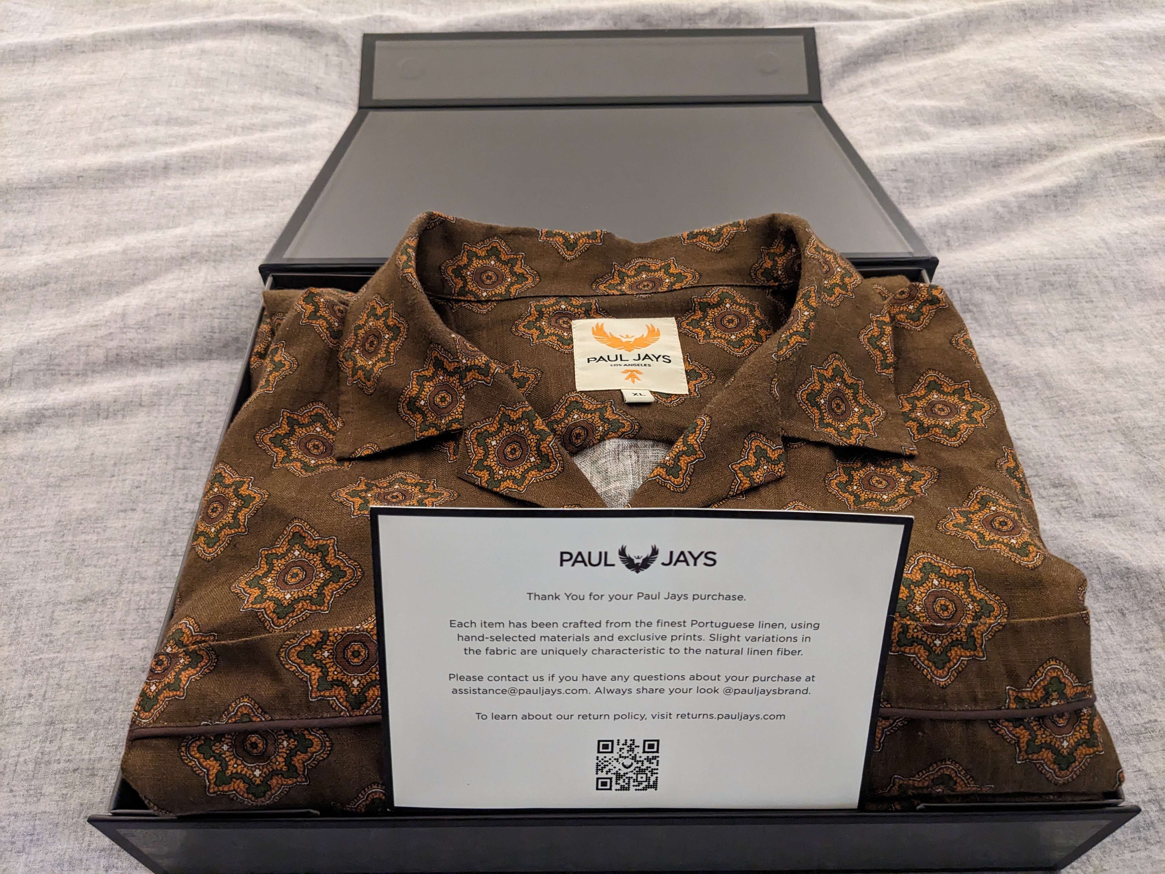 Men's Long Pajama Set by Paul Jays in Brown Geo, Size S