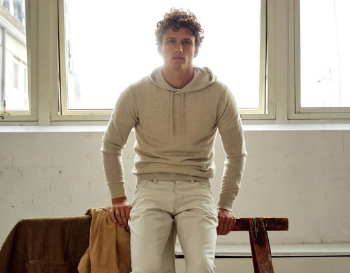 Man wearing Todd Snyder Cashmere Hoodie