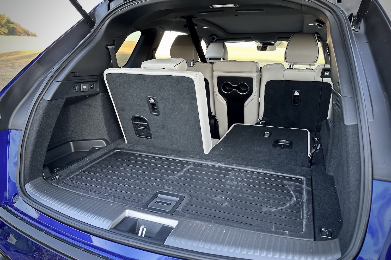 Cargo area in the 2022 Acura MDX Type S with the third-row seats folded.