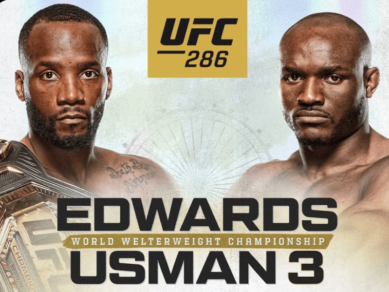 Edwards vs Usman UFC 286 live stream promo image.