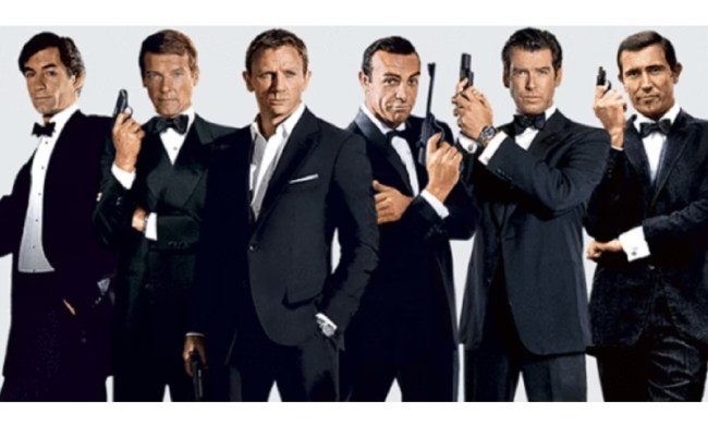 James Bond actors in costume.