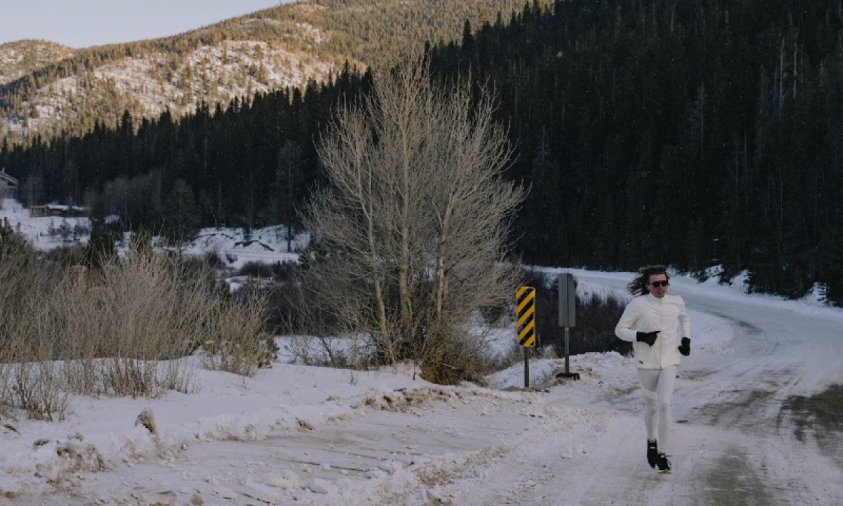 Man running in the winter weather.