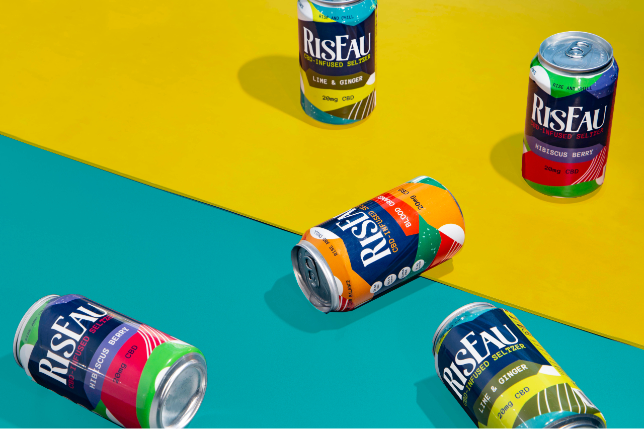 Cans o RisEau cbd drinks.