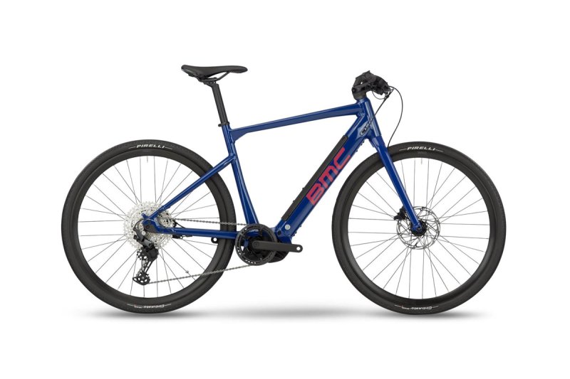 BMC Alpenchallenge AMP AL Electric Bike on a white studio background.