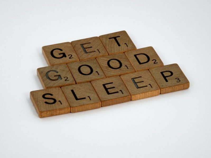 Tiles that spell out "get good sleep."