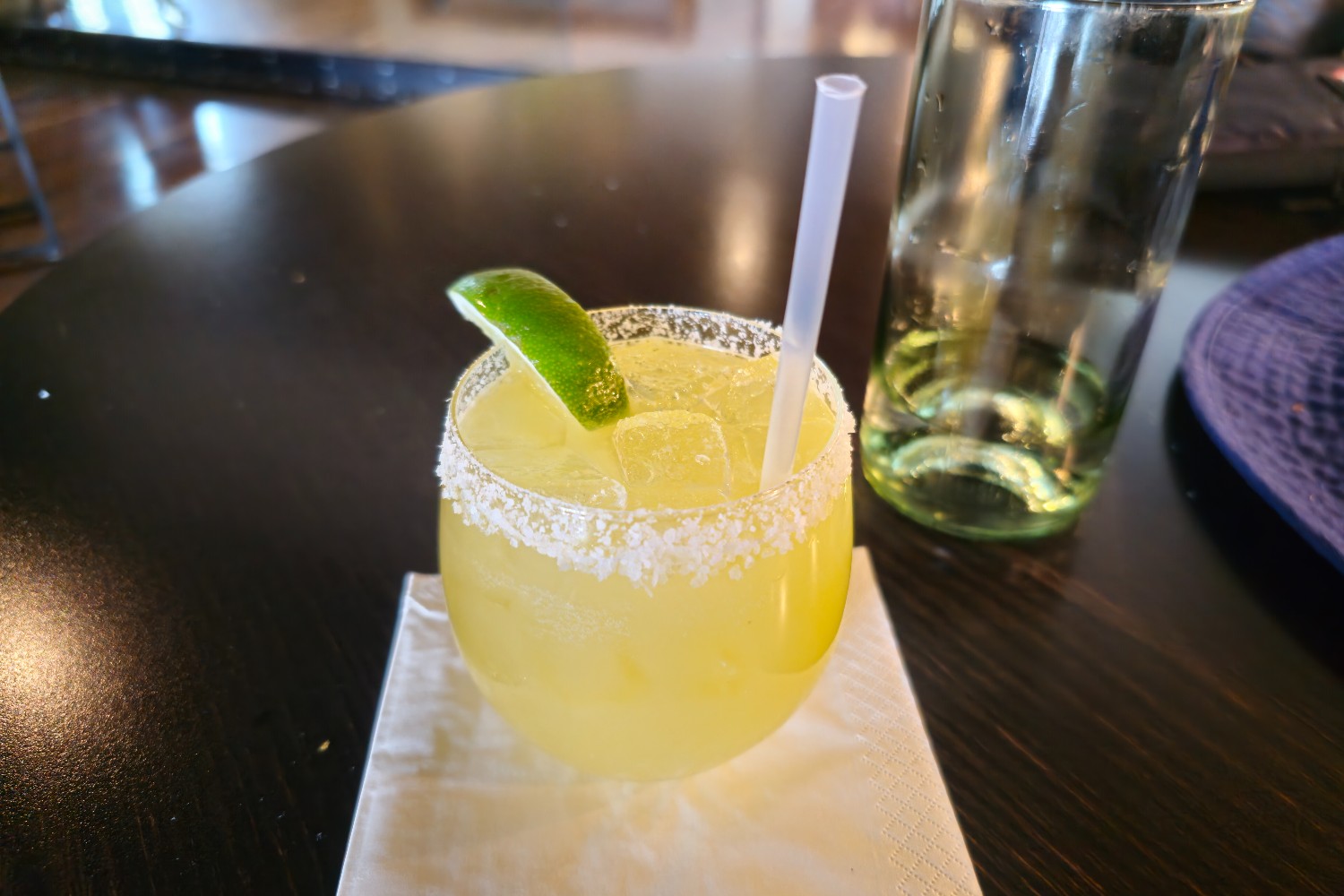 A margarita at the bar at the Four Seasons Resort Rancho Encantado Santa Fe in Santa Fe, New Mexico.