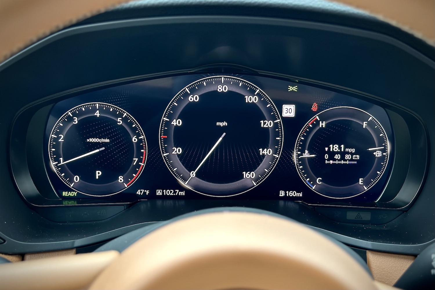 Close up of instrument cluster in the 2024 Mazda CX-90.