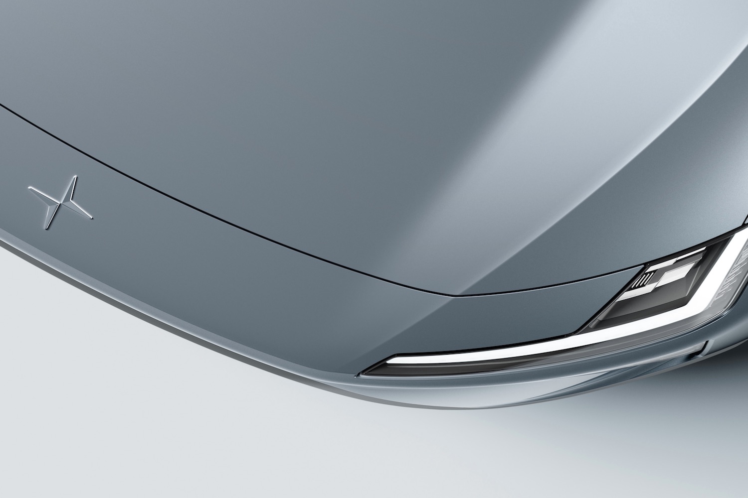 2025 Polestar 4 overhead shot of close up of front end.