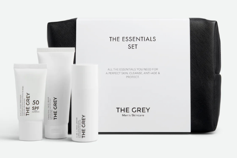 The Grey The Essentials Kit for men's skincare.
