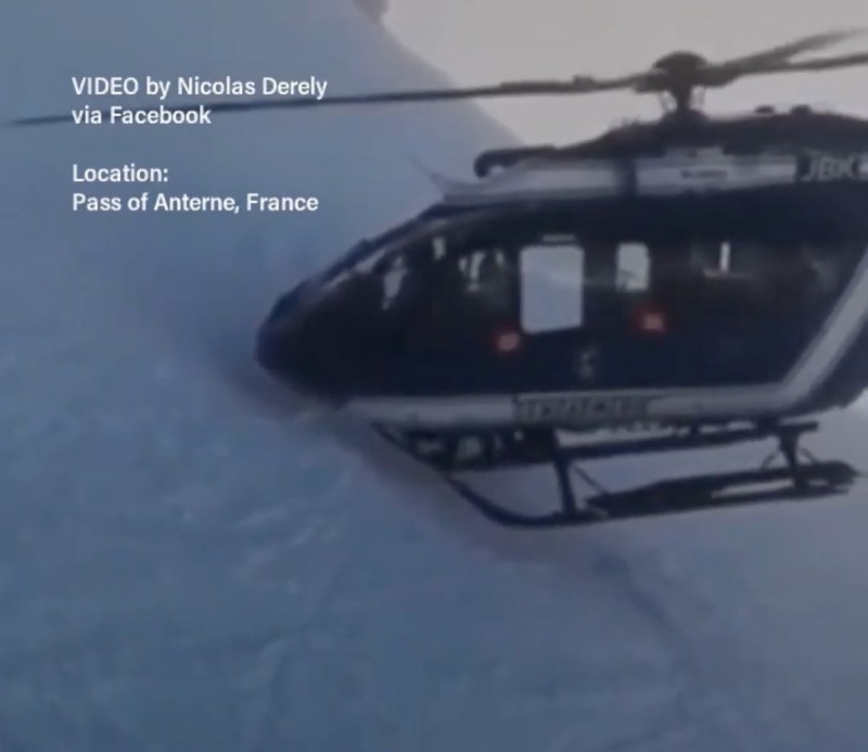 Screenshot from a video of an incredible helicopter rescue in Europe.