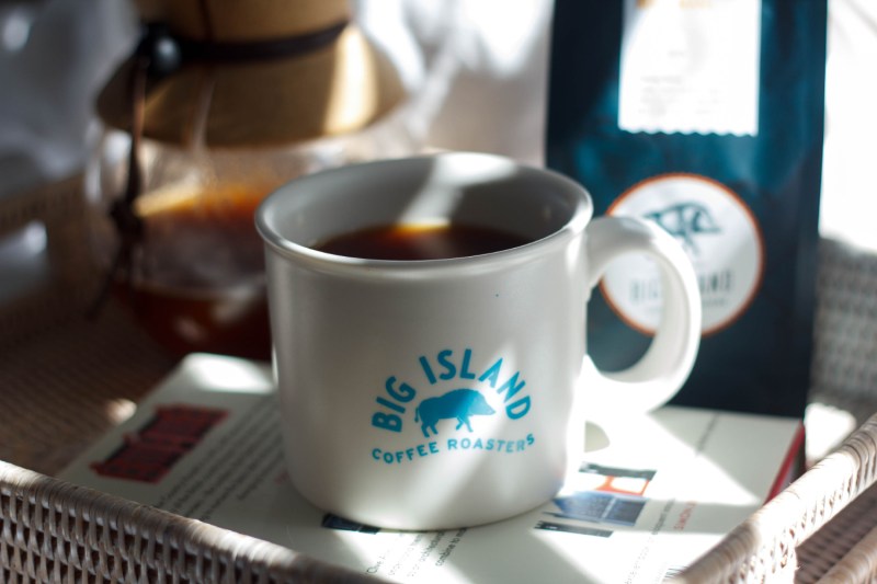 A cup of coffee from Big Island Coffee.