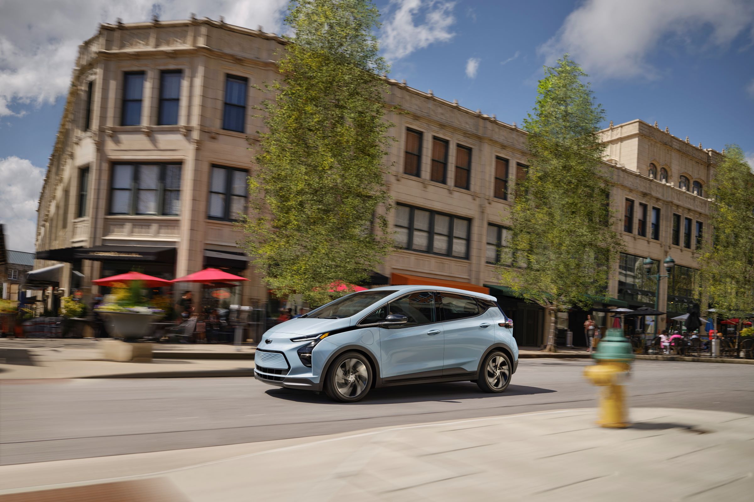 2023 Chevy Bolt driving on the street