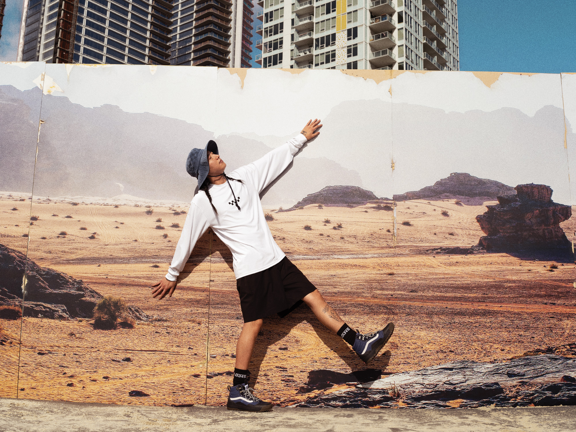 Man wearing Vans warm-weather hiking boots