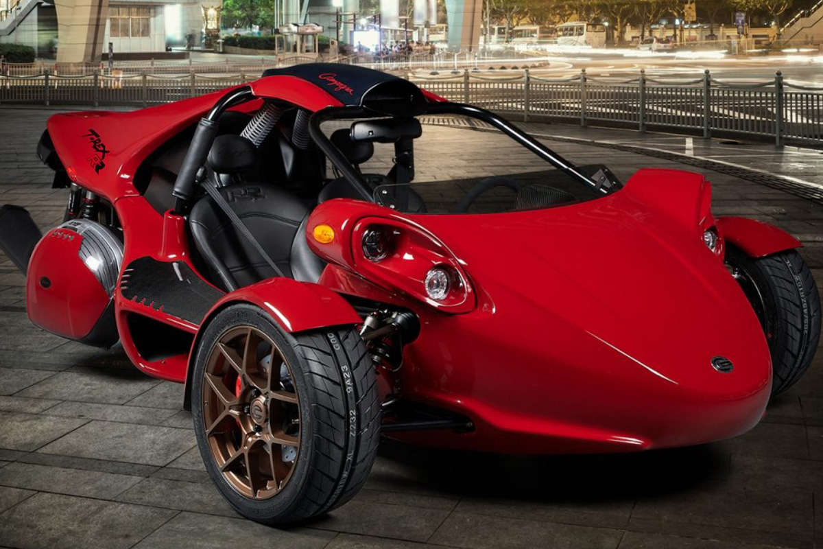 Campagna Motors T-REX RR three-wheel sports car.