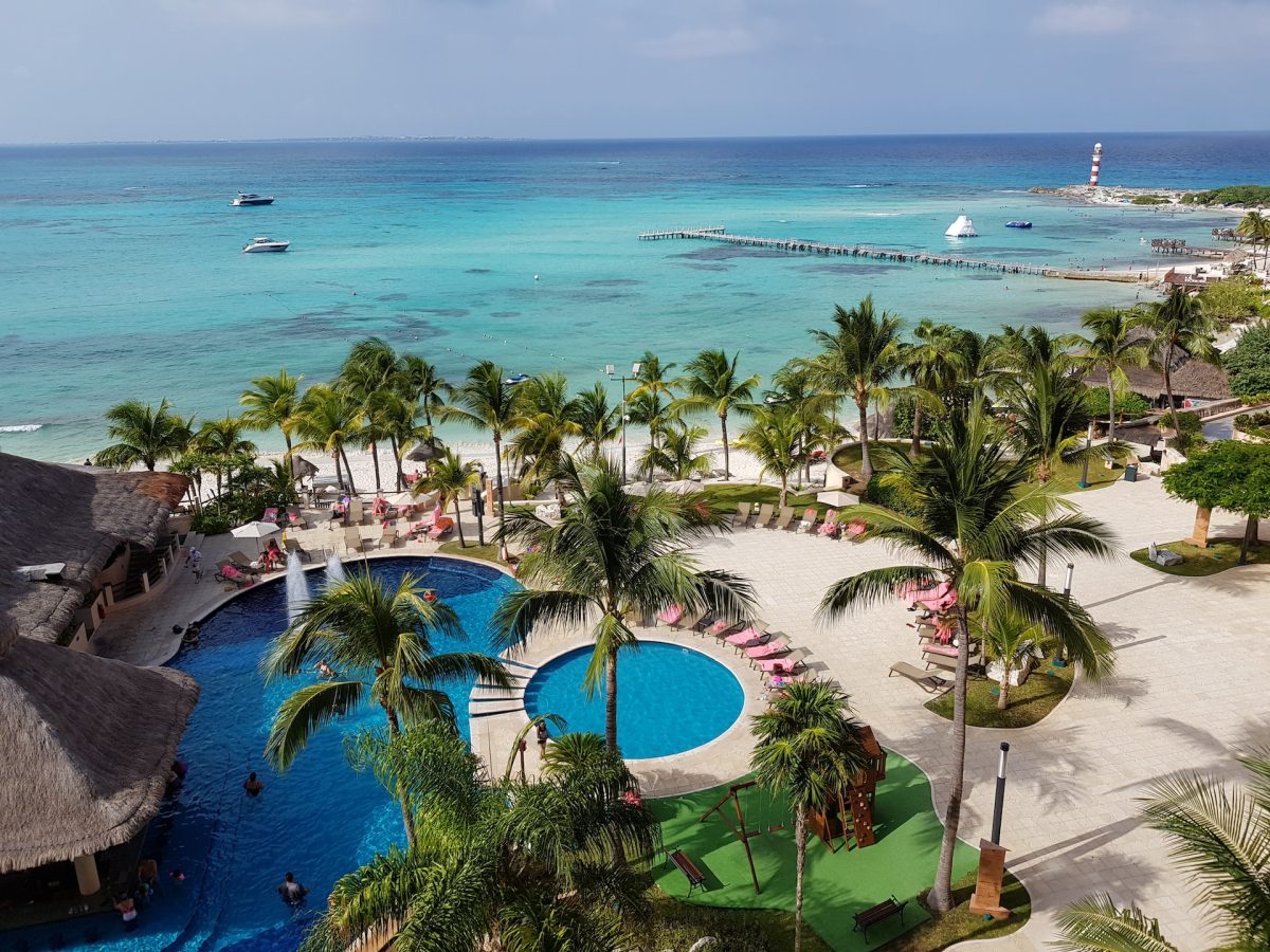 A view of a resort in Cancun, Mexico.