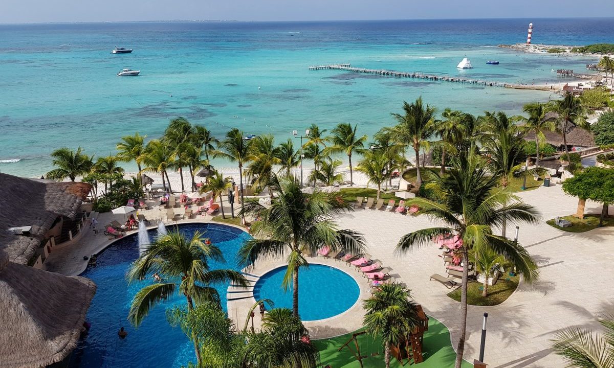 A view of a resort in Cancun, Mexico.