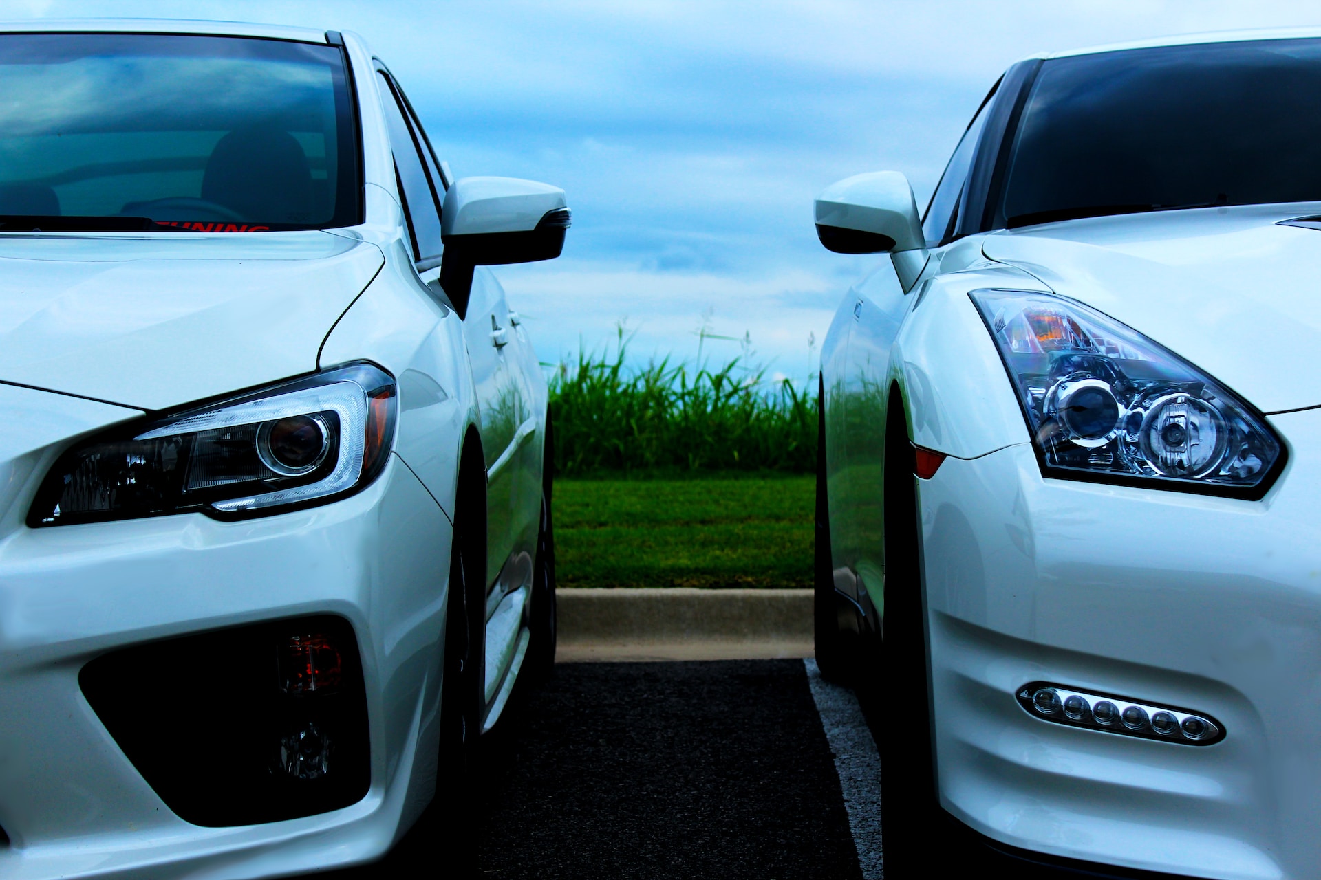 Two cars side by side. 