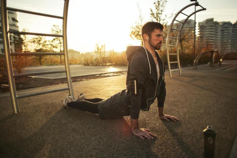 Man doing yoga.