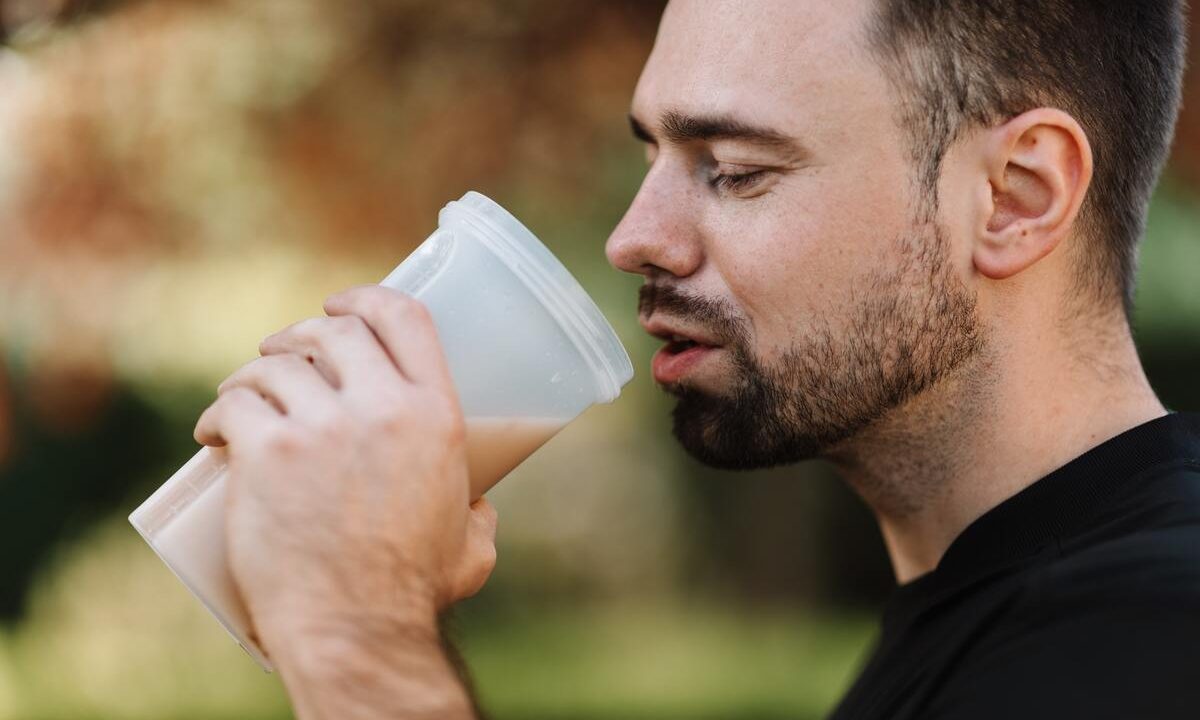 Man drinking protein shake