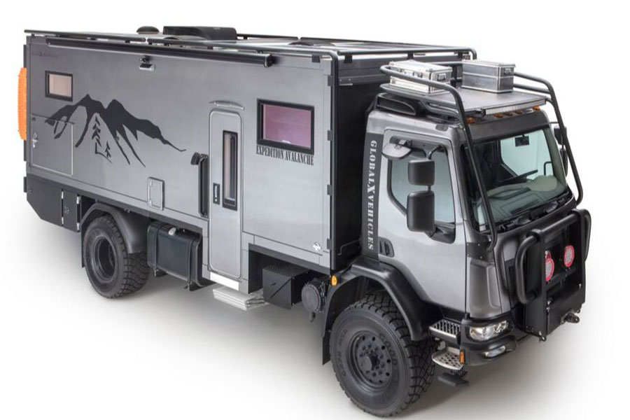 Global Expedition Vehicles Patagonia truck on a white background.
