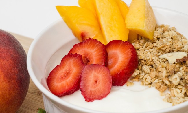 Granola and fruit.